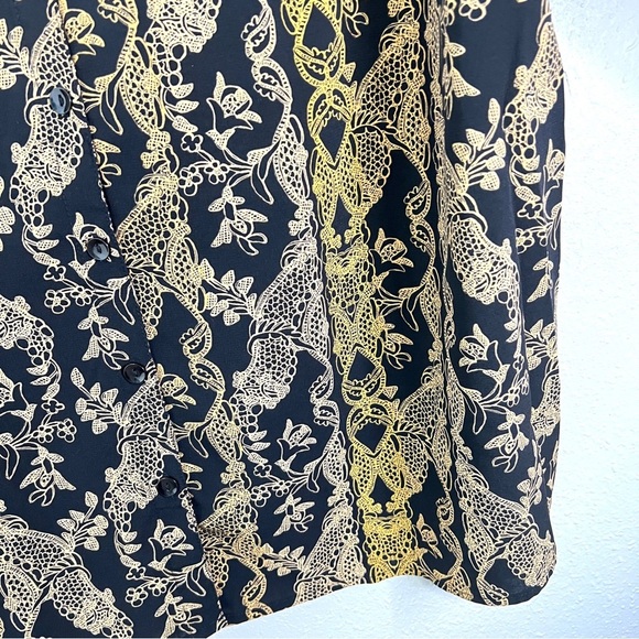 CATHERINE’S Womens Plus Shirt Sz 1XP Button Up Split Neck Black Gold Off… - Picture 4 of 12